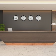 Akıllı Durak 36 cm 4’lü Dünya Saatleri Siyah Roma Rakamlı