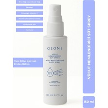GLONE Vücut Nemlendirici Süt Sprey | 150ml | Hyaluronik Asit & Shea Yağı | 24 Saat Etkili Yoğun Nem, Hızlı Emilen Formül