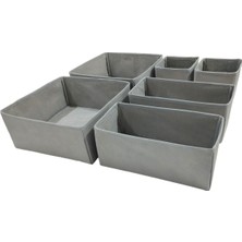 PremiumPort 6'lı Gri Çekmece Iç Düzenleyici Organizer Seti, Çok Amaçlı Dolap Kutu