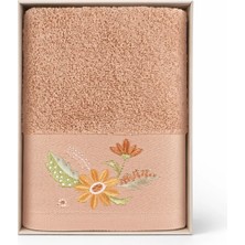 Ellia Soft Pamuk Sarmaşığı %100 Saf Pamuk Serisi, Günlük Kullanım, Çeyizlik Yüz Havlusu 50X100 cm Kahverengi