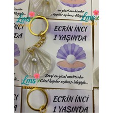 LMS Gift Incili Istiridye Anahtarlık 10 Adet Kişiye Özel Doğum, Mevlid, Kına, Nişan, Nikah , Düğün Hatırası