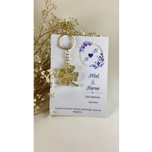 LMS Gift 25 Adet Kartlı Epoksi Anahtarlık Düğün Kına Nişan Söz Hediyeligi Yonca Anahtarlık