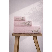Ellia Soft Eifel 3 Parça Havlu Seti %100 Pamuklu Kutulu Hamam Takımı Çeyiz Seti Lüks Banyo Havlusu Pembe