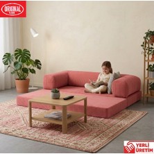 Herev Pleasant K180X90 Sünger Kanepe Yıkanabilir Kadife Kumaşlı Minderli Koltuk