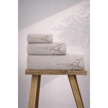 Ellia Soft Eifel 3 Parça Havlu Seti %100 Pamuklu Kutulu Hamam Takımı Çeyiz Seti Lüks Banyo Havlusu Gri