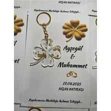 LMS Gift 25 Adet Kartlı Jelatinli Epoksi Yonca Anahtarlık , Söz , Nişan, Nikah , Kına, Mevlüt Hediyelik