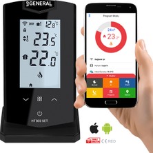 General HT500SET Siyah Akıllı Oda Termostatı Kablosuz Kullanım İçin İdeal Seçim