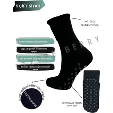 Steppe Berry 5'li Siyah Soket Lastiksiz Kaydırmaz Taban Hac Umre Tavaf Çorabı