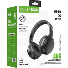 Pileli Store Karler Bass Krh4 Aktif Gürültü Engelleyici Özellikli Kafaüstü Kablosuz Bluetooth Kulaklık - Siyah