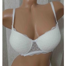 Shine Elagance Ekru Renginde Destekli Dolgulu Balenli Dantel Detaylı Sütyen ve Yanları Dantelli Külot Takım