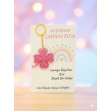 LMS Gift Kişiye Özel 25 Adet Kartlı Yonca Anahtarlık - Doğum Günü, Mevlid, Sünnet, Bebek Hediyeliği