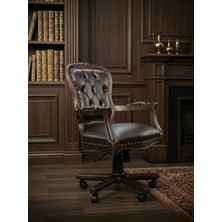 Kleinhaus Furniture Valmont Çalışma Koltuğu, Klasik Ofis Makam Koltuğu, Ahşap Iskelet