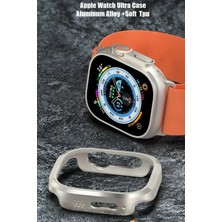 Pileli Store Movenchy Apple Watch Ultra 49MM Mo-Wt3 Alüminyum Camlı Kasa Ekran Koruyucu - Gold