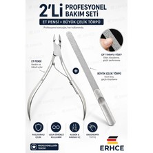 ERHCE 1 Adet Et Pensi + 1 Adet Uzun Çelik Törpü 2'li Manikür Pedikür Alet Seti