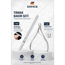 ERHCE 1 Adet Uzun Çelik Törpü + 1 Adet Et Pensi Manikür Pedikür Aleti 2'li Set