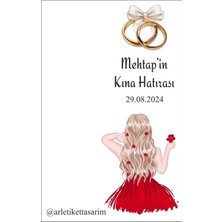 LMS Gift Kına Hatırası Kırmızı Gelin Resimli Anahtarlık Kartı 10X15 cm 49 Adet