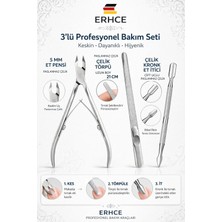 ERHCE 3'lü Manikür Pedikür Seti Et Pensi + Çelik Uzun Törpü + Kronk Et Itici