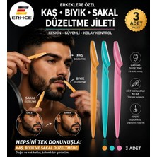 ERHCE Erkek Sakal Bıyık Kaş Kesme Düzeltme Tıraş Jileti Kesim Usturası 3'lü