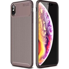 SiHako Iphone Xs Kılıf Auto Focus Karbon Kapak - Kahverengi