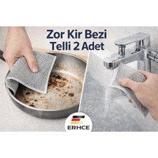 ERHCE Telli Zor Kir Bezi 2 Adet 20*20CM Inox Bulaşık ve Temizlik Teli