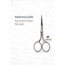ERHCE Kaş Bıyık Makası Paslanmaz Çelik Bileyli Düz Keskin Ağız