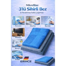 ERHCE Mikrofiber Temizlik Bezi 3'lü Microfiber Sihirli Cam Ayna Bezi Yüksek Su Emici