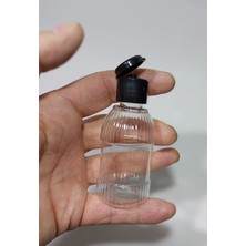 Durucan 50 Adet Boş Şişe Siyah Fliptop Kapaklı Kolonya Şişesi Doldurulabilir Desenli Cep Plastik Parfüm Şişesi 50 ml