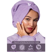 Ellia Soft Zarif Bone Hair Kalın Mikrofiber Saç Kurutma Bonesi Saç Havlusu Saç Kurulama Havlusu Lila