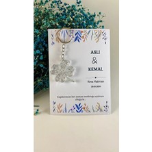 LMS Gift 25 Adet Kartlı  Anahtarlık Düğün Kına Nişan Söz Hediyeliği Yonca Anahtarlık