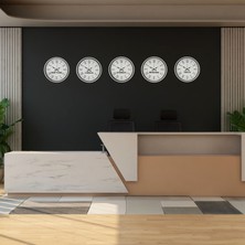 Akıllı Durak 36 cm 5’li Dünya Saatleri Beyaz Klasik Roma Rakamlı