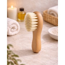 Wellasya %100 Doğal Keçi Kılı Yüz Yıkama Fırçası Hassas Ciltler Için Uygun, Sabunla Kullanıma Uyumlu, Derinlemesine Temizlik ve Nazik Peeling Etkili, Cilt Dostu Doğal Bakım Fırçası