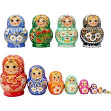 Dünyadan Hediyeler Onlu Ahşap Matruşka Bebek Seti Tombul 15CM Renkli 10 Parça T15