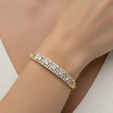 Stil Incisi/xupıng Jewelry Beş Kare Zirkon Taşlı Kelepçe