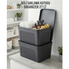 Depa Füme 2'li 27 Lt Ünit Saklama Kutusu & Çok Amaçlı Banyo ve Ev Düzenleyici Organizer