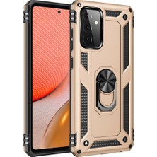 SiHako Galaxy A72 Kılıf Sofya Yüzüklü Silikon Kapak - Gold