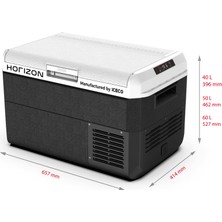 Horizon Horızon MCD50D Dual, Manufactured By Iceco, 50 Lt 12/24V Dc Çift Bölmeli, Bağımsız Sıcaklık Kontrollü, Tek Kapaklı Kompresörlü Oto Buzdolabı