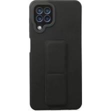 SiHako Galaxy A22 Kılıf Mega Standlı Silikon - Siyah