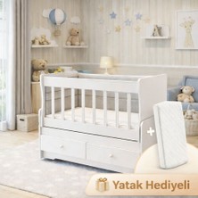 Banana Baby Hoop Yatak Hediyeli Anneyanı Sallanır Sabitlenir Çift Çekmeceli Mdf Çıtalı U Profilli 60*120 Beşik