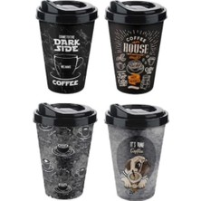 Colezium 4 Adet Kahve Bardağı - Kapaklı Desenli 400ML