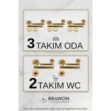 Brawon Vega Gold Titanyum Kaplama Paslanmaz Kapı Kolu Seti - 3 Takım Oda + 2 Takım Wc