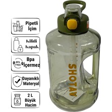 PremiumPort 2 Lt Sporcu Matara, Pipetli, Kilitli Kapak, Taşıma Kollu - Yeşil