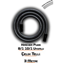 Tonkut Karcher Puzzi 8/1 10/1 Koltuk Yıkama Makinelerine Uyumlu 3m Çelik Telli Vakum Hortumu
