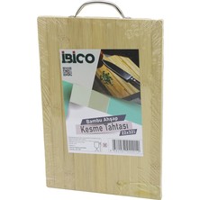 Cm Store 22X32 x 1.7cm Lux Ahşap Bambu Kesim Panosu - Kesme Tahtası Metal Kulplu (5067)