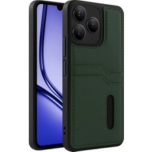 Verto Newface Realme Note 50 4g Kılıf Sara Kartvizitli Deri Kılıf - Koyu Yeşil