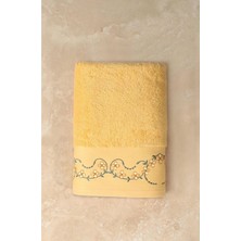 Ellia Soft Flavum %100 Pamuklu Nakışlı Çeyizlik Lüks Yüz Havlusu Yumuşak Emici Kaliteli 50X100 cm