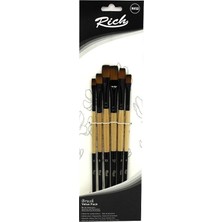 Rich Düz Kesik Fırça Seti 05 Stroke 6 Lı 2-4-6-8-10-12 Numara Standart Boya İçin Renk: 00 SET3-01319
