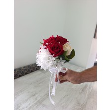 Ceku Home Tasarım Güllü Incili Gelin Buketi, Nişan Çiçeği, Nikah Çiçeği, Gelin Çiçeği