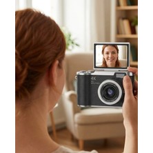 İlkyaz Fashion 4K Video Çekim Özellikli Dijital Kamera 48 Mp 8x Zoom ve 180 Derece Döner Ekranlı