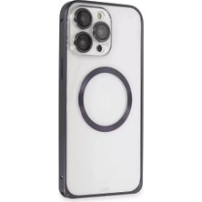 SiHako Iphone 14 Kılıf Metal Bumper Magneticsafe Kapak - Derin Mor