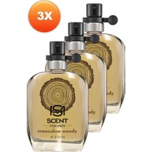 Avon Scent Masculine Woody 30 ml EDT Erkek Parfüm Üçlü Set Odunsu Koku